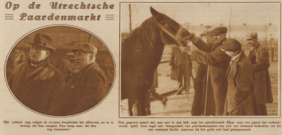 872880 Collage van 2 foto's betreffende de paardenmarkt op het veemarktterrein aan de Croeselaan te Utrecht.